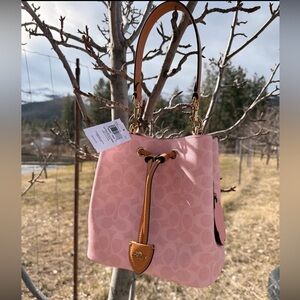 Powder Pink Coach rowan bucket bag